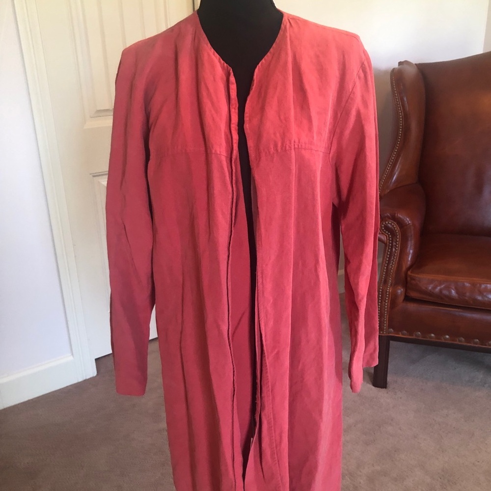 Coldwater Creek silk/linen Sz large cardi/jacket coral color upscale minimalist